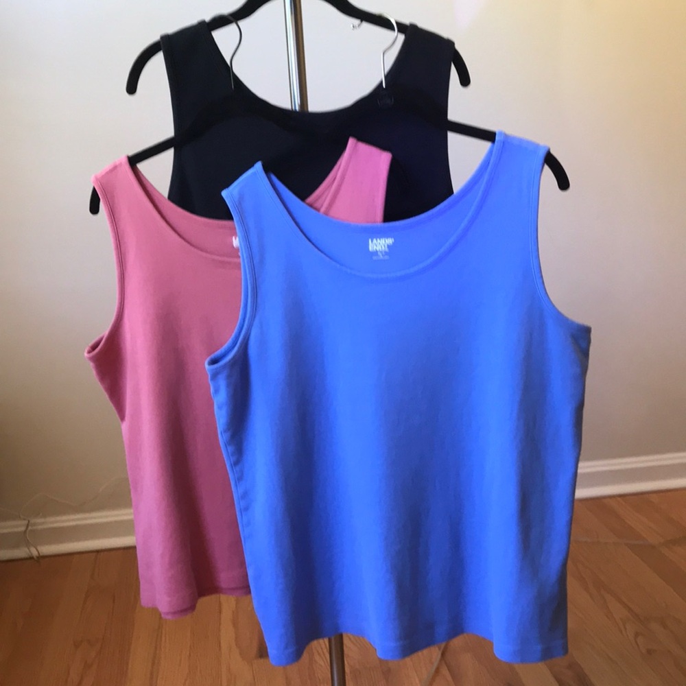 Lands’ End LOT of 3 Women’s 100% Cotton Sleeveless Tanks, Size XL Tall